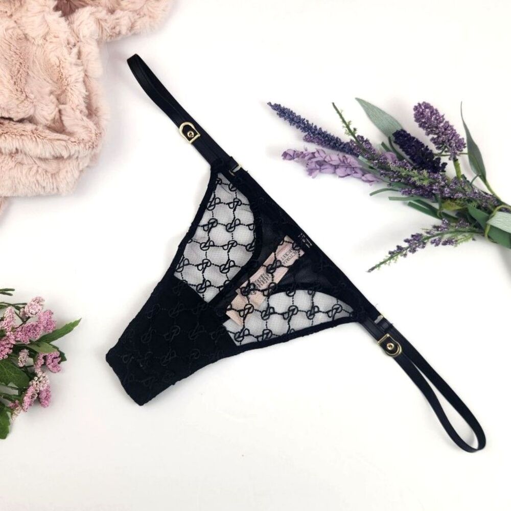 EXTRA LARGE {Victoria's Secret} Black Faux {Leather} Thong